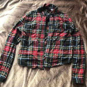 Cropped plaid button down Urban Outfitters shirt